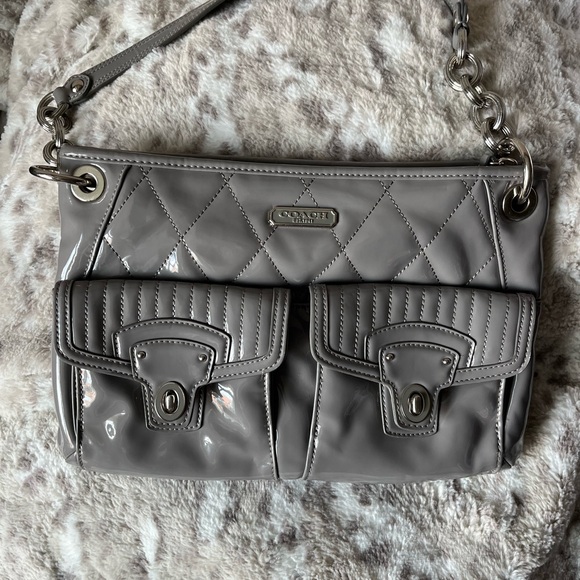 Coach Silver Quilted Shoulder Bag - Picture 1 of 9